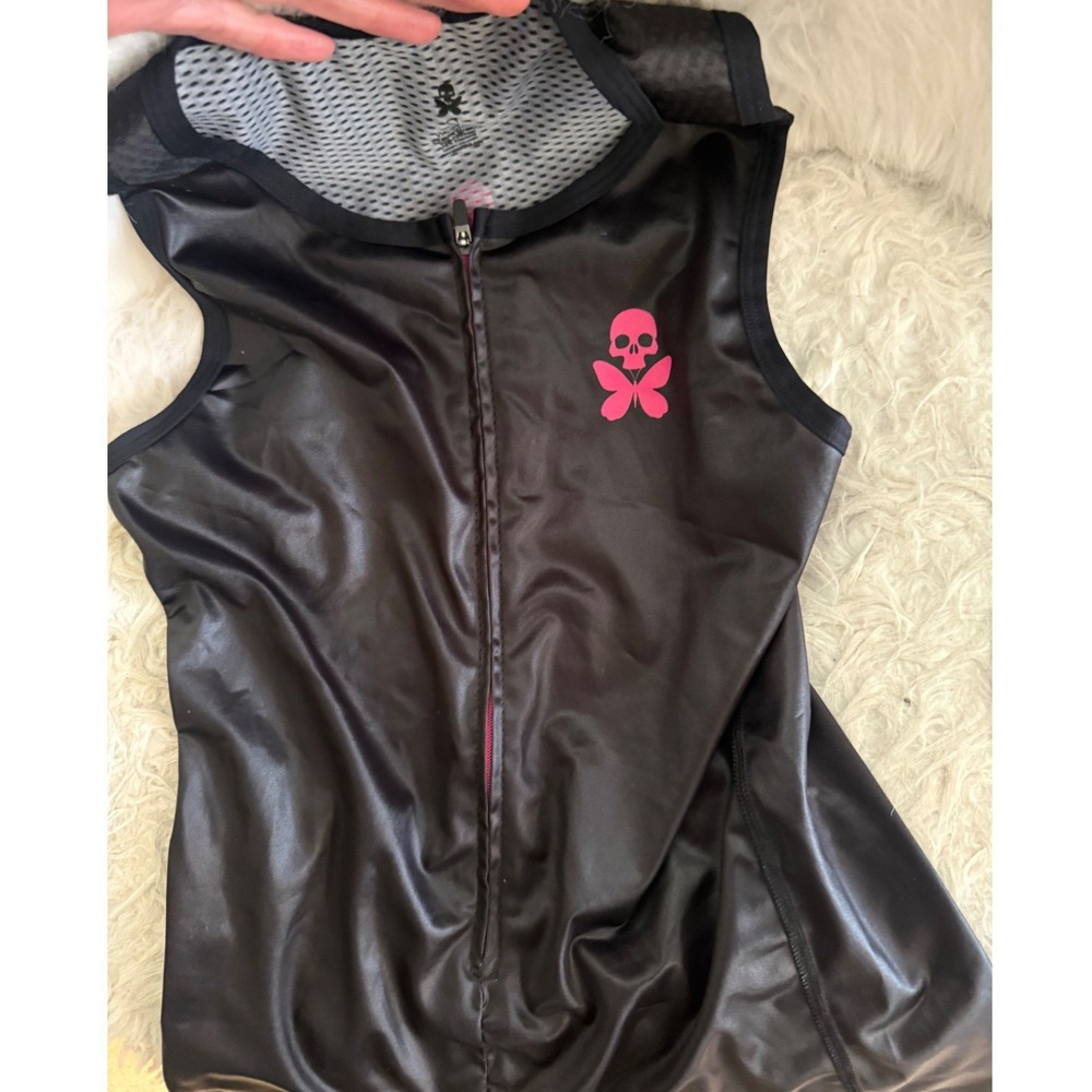 Betty Designs Onyx Small Vest Triathalon Cycling Jersey Retail $120 Skull Black